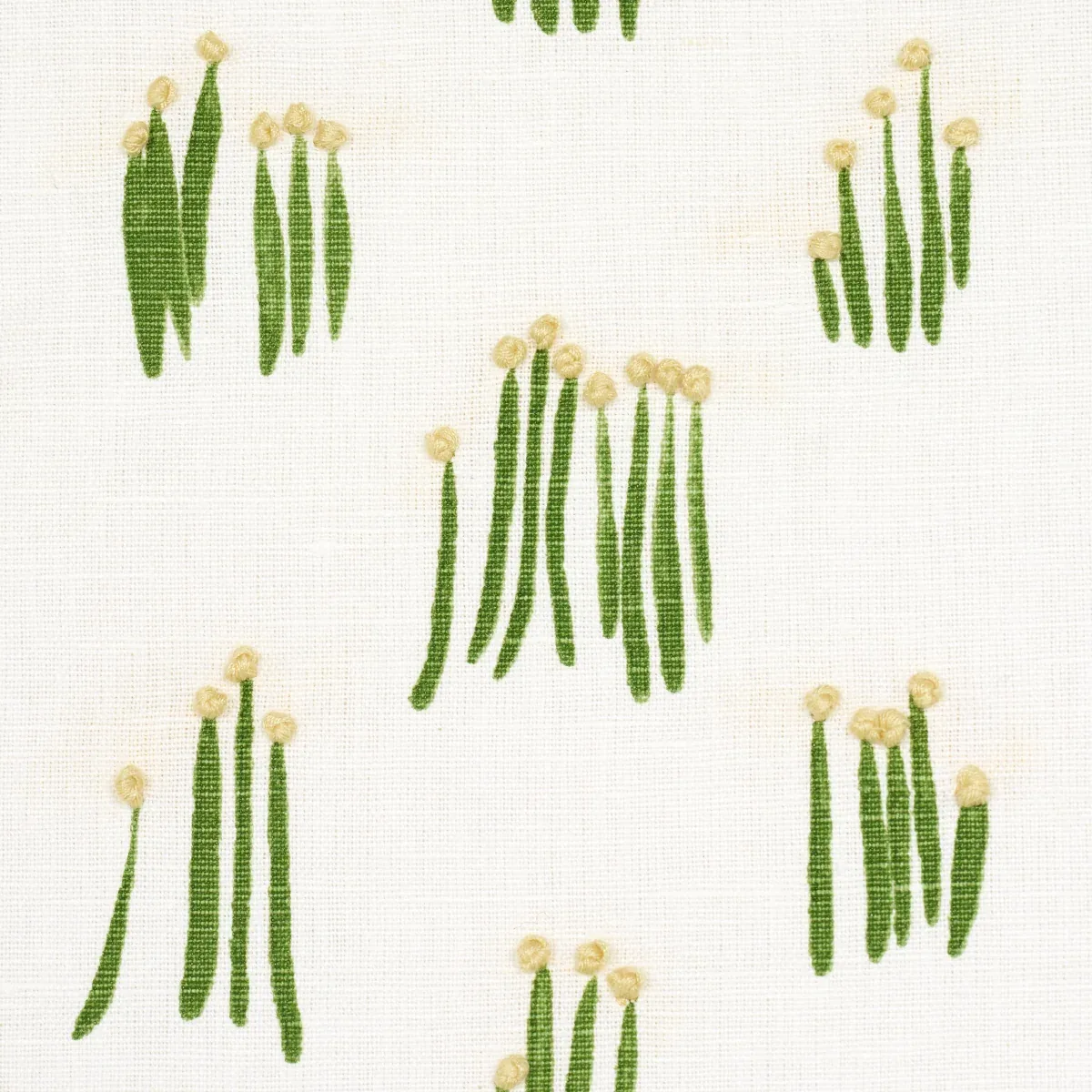 MEADOW BUTTON HAND EMBROIDERY Fabric – YELLOW | Schumacher | MEADOW BUTTON HAND EMBROIDERY fabric YELLOW color by Schumacher