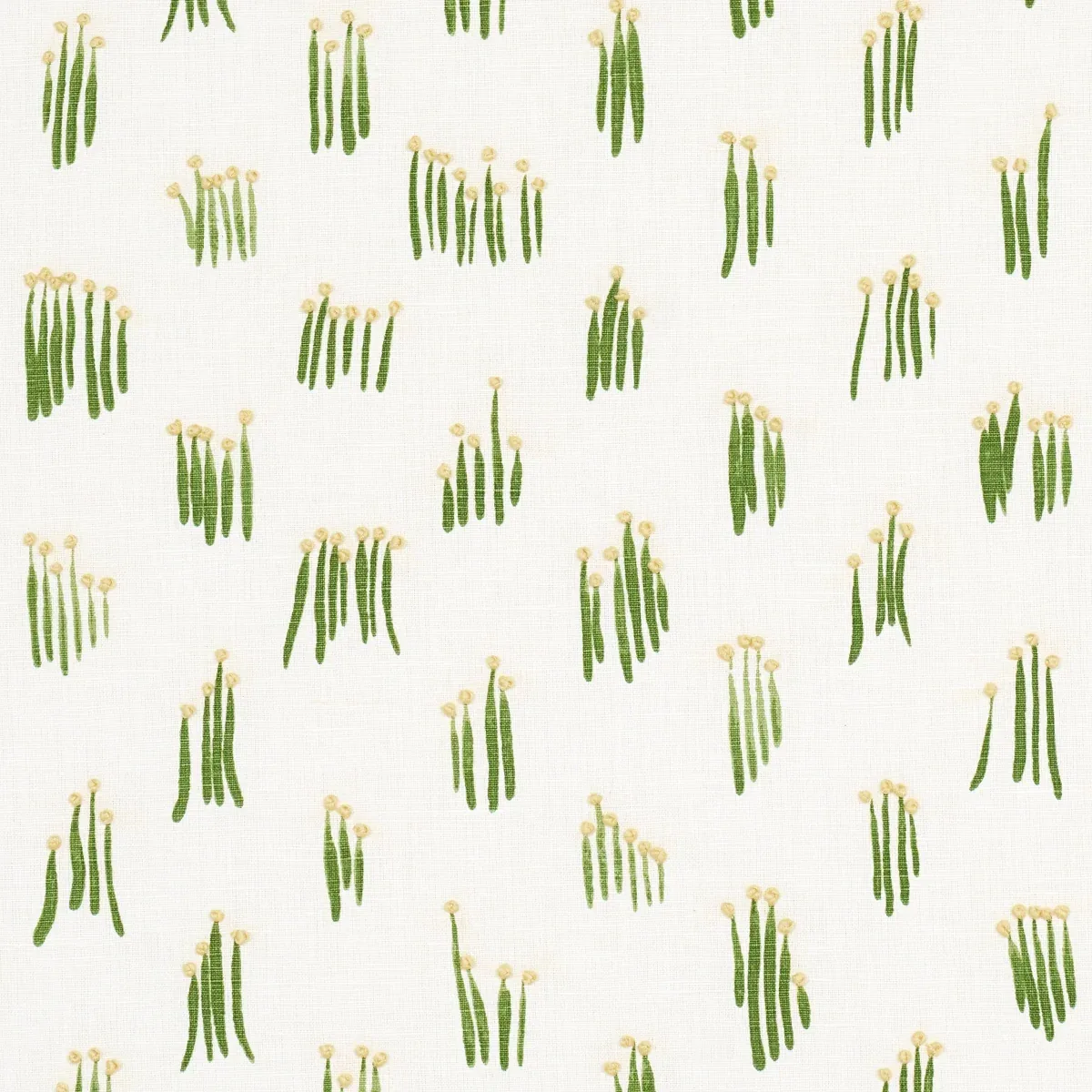 MEADOW BUTTON HAND EMBROIDERY fabric YELLOW color by Schumacher