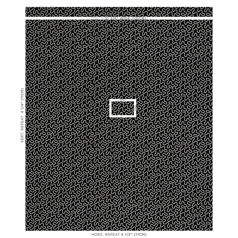 MEANDER EMBROIDERY fabric BLACK color by Schumacher