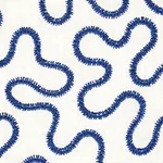 MEANDER EMBROIDERY fabric BLUE ON IVORY color by Schumacher