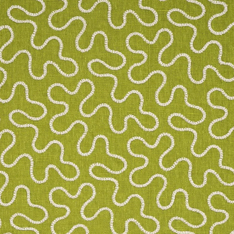 MEANDER EMBROIDERY Fabric – LEAF | Schumacher | Wallpaper Tw MEANDER EMBROIDERY fabric LEAF color by Schumacher