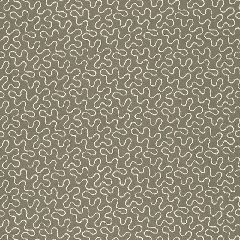 MEANDER EMBROIDERY fabric PEAT color by Schumacher