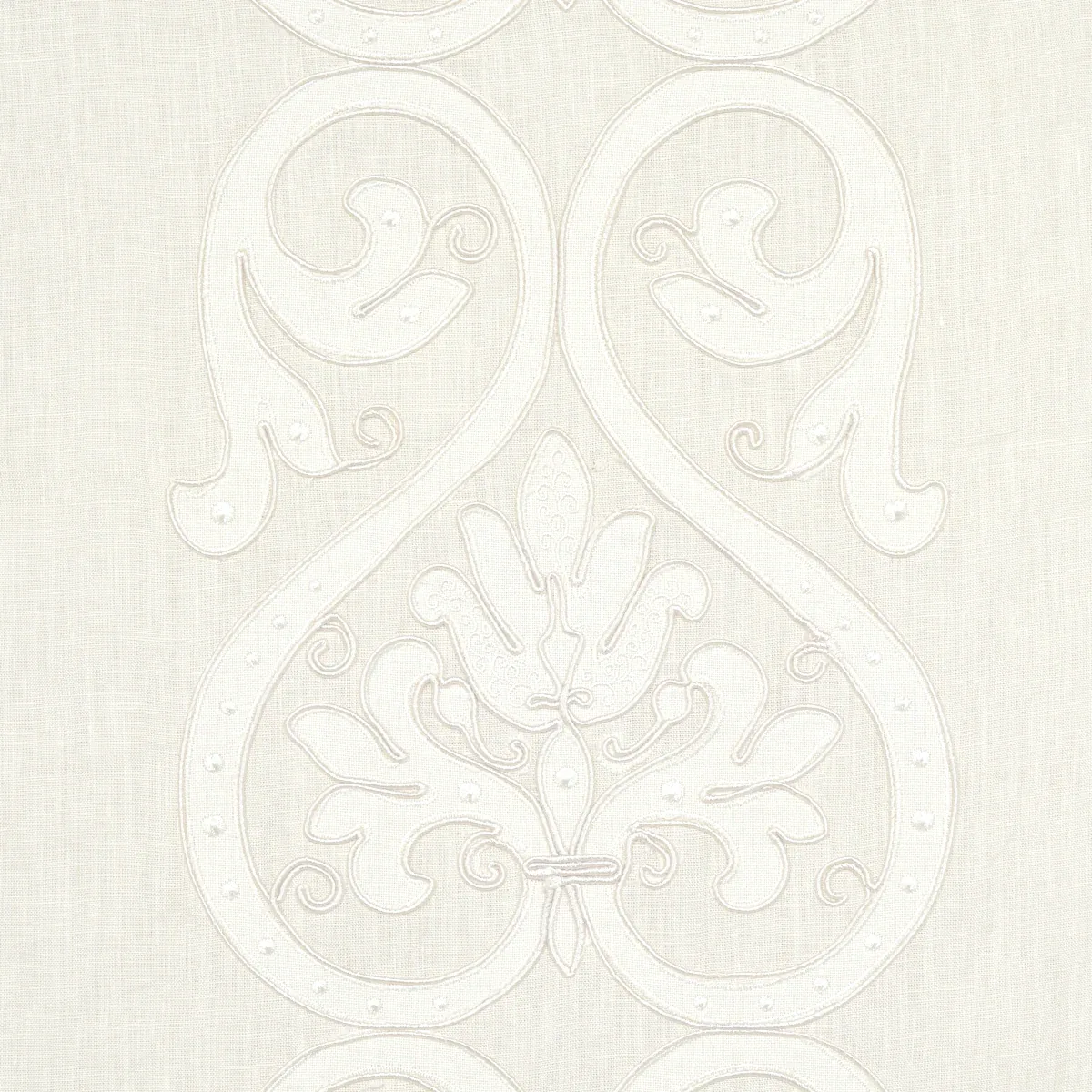 MEDICI EMBROIDERED SHEER fabric BLANC color by Schumacher