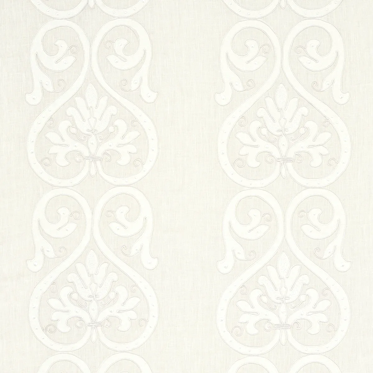 MEDICI EMBROIDERED SHEER fabric BLANC color by Schumacher