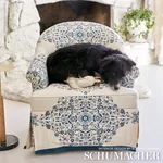 MEHNDI LINEN PRINT Fabric – INDIGO | Schumacher | Wallpaper MEHNDI LINEN PRINT fabric INDIGO color by Schumacher