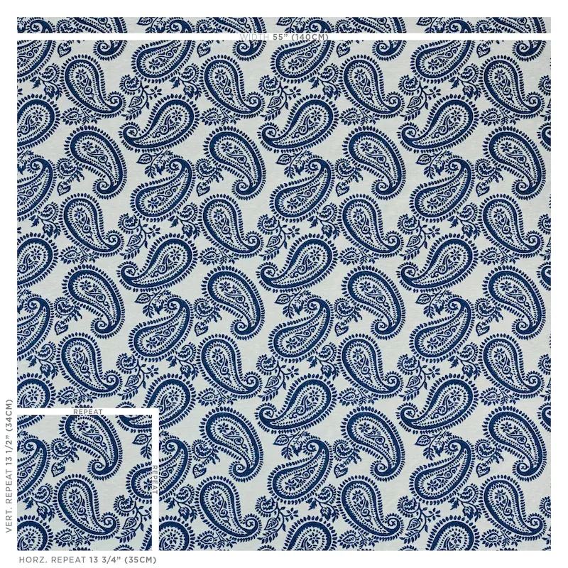 MILENA PAISLEY fabric BLUE color by Schumacher