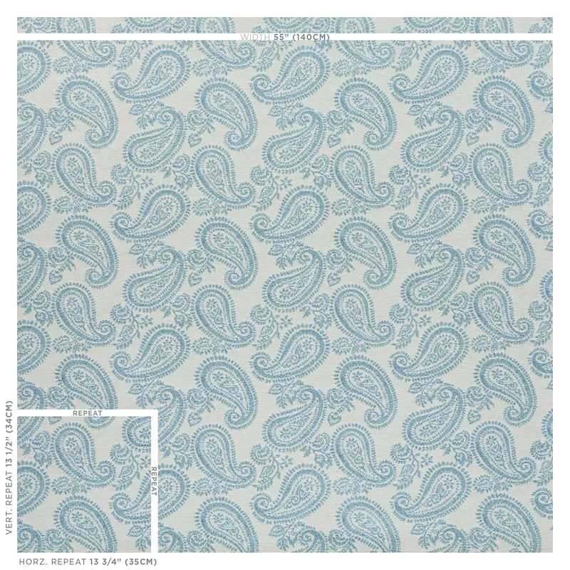 MILENA PAISLEY fabric SKY color by Schumacher