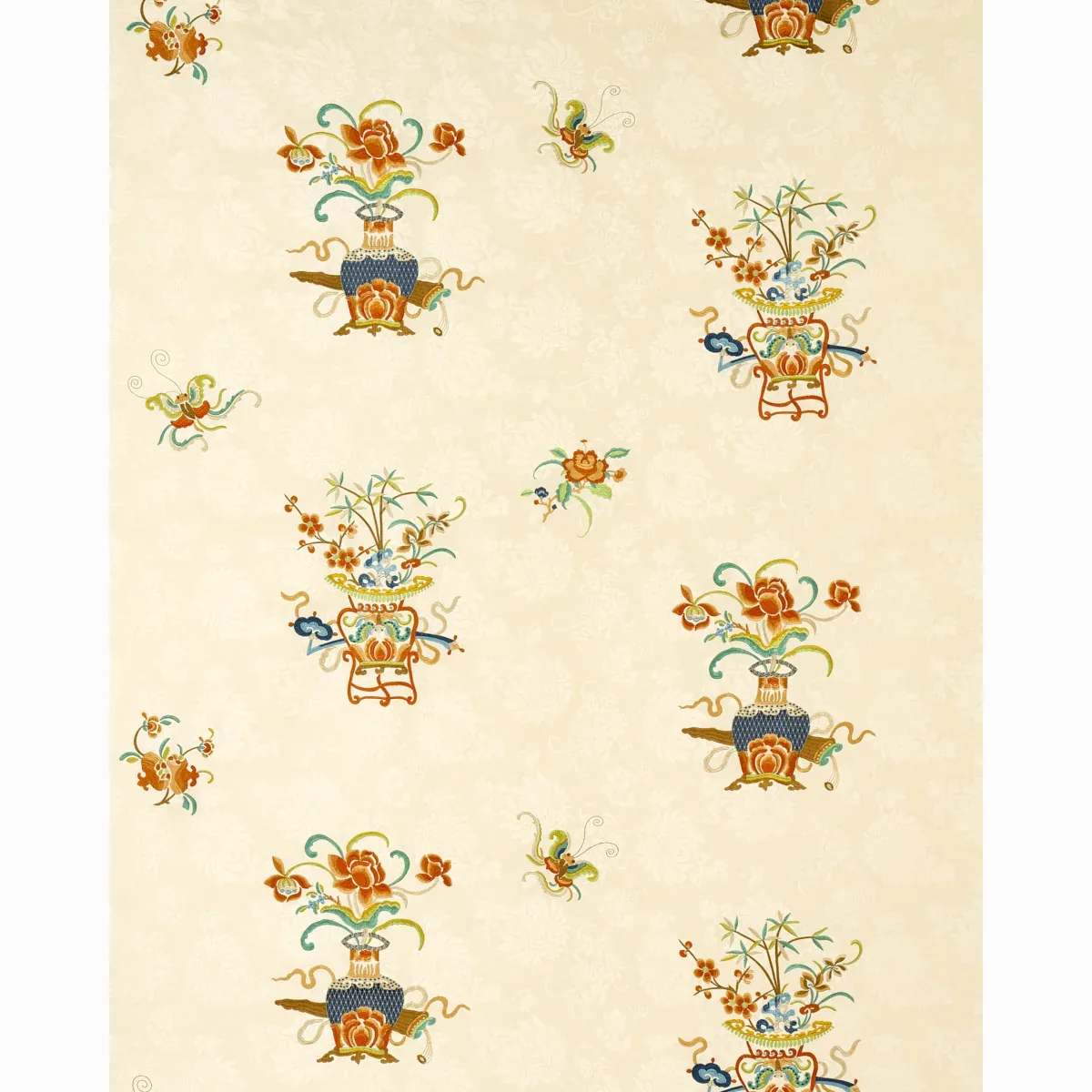 Ming Embroidery Fabric – MULTI-COLOR | Schumacher | Wallpape Ming Embroidery fabric MULTI-COLOR color by Schumacher