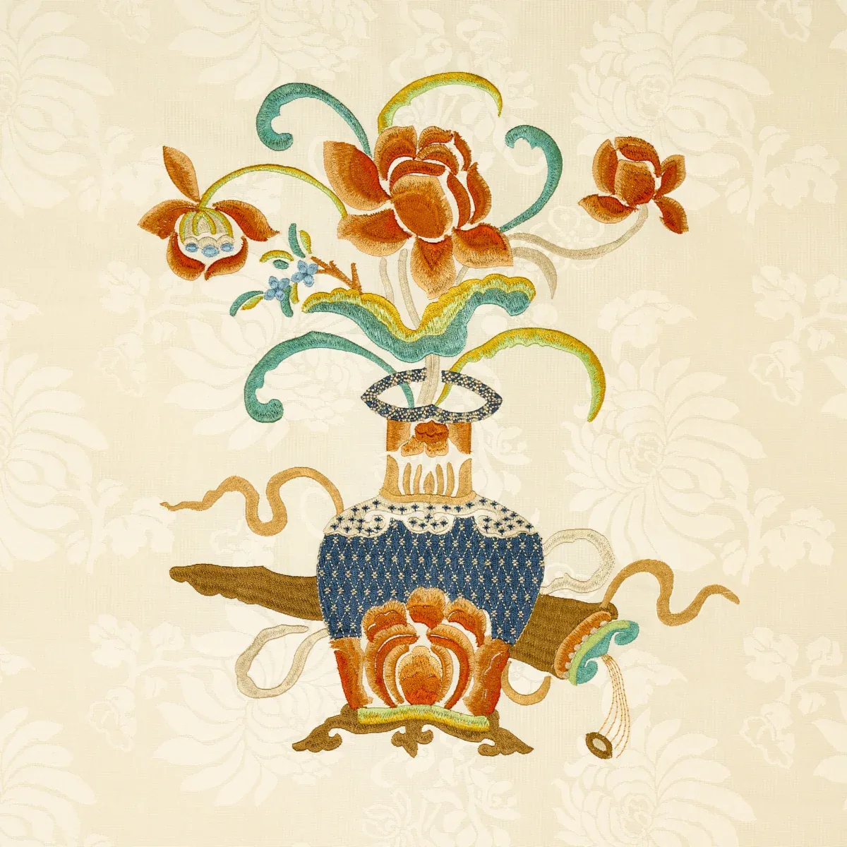 Ming Embroidery Fabric – MULTI-COLOR | Schumacher | Wallpape Ming Embroidery fabric MULTI-COLOR color by Schumacher