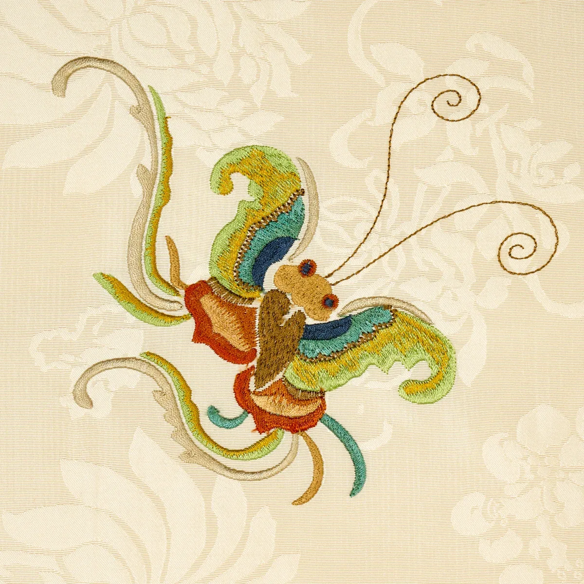 Ming Embroidery Fabric – MULTI-COLOR | Schumacher | Wallpape Ming Embroidery fabric MULTI-COLOR color by Schumacher