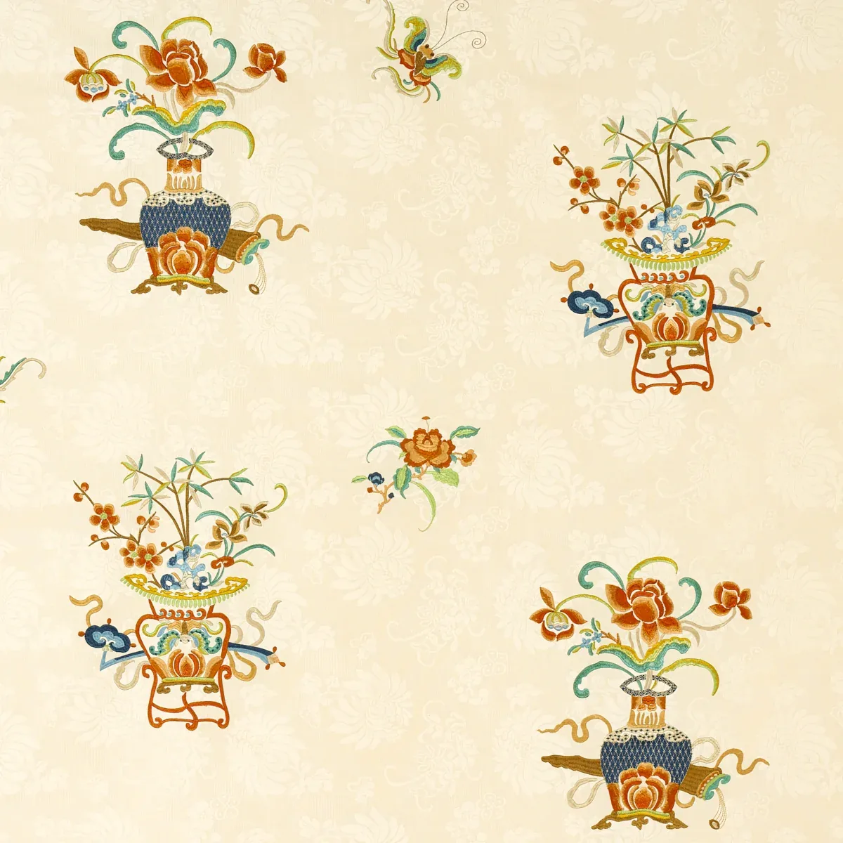 Ming Embroidery fabric MULTI-COLOR color by Schumacher