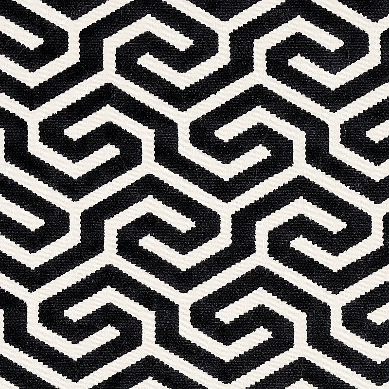 MING FRET VELVET fabric BLACK color by Schumacher