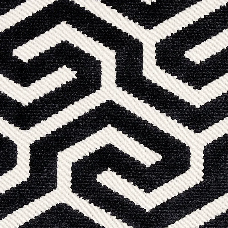 MING FRET VELVET fabric BLACK color by Schumacher