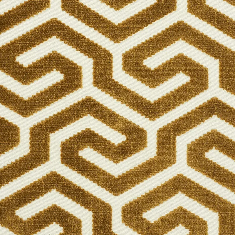 MING FRET VELVET fabric BRONZE color by Schumacher