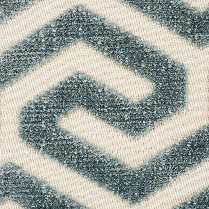 MING FRET VELVET fabric MINERAL color by Schumacher