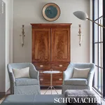 MING FRET VELVET fabric MINERAL color by Schumacher