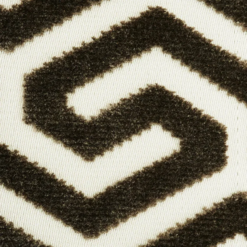 MING FRET VELVET fabric TAUPE color by Schumacher