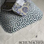 MING FRET VELVET fabric TAUPE color by Schumacher