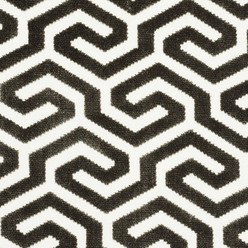 MING FRET VELVET fabric TAUPE color by Schumacher