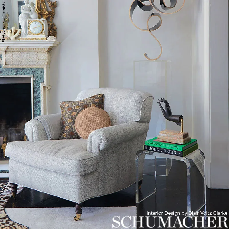 MINI LEOPARD Fabric – GREY | Schumacher | Wallpaper Twins MINI LEOPARD fabric GREY color by Schumacher