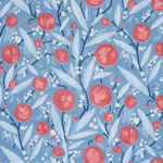 MIRABELLE fabric BERRY AND BLUE color by Schumacher