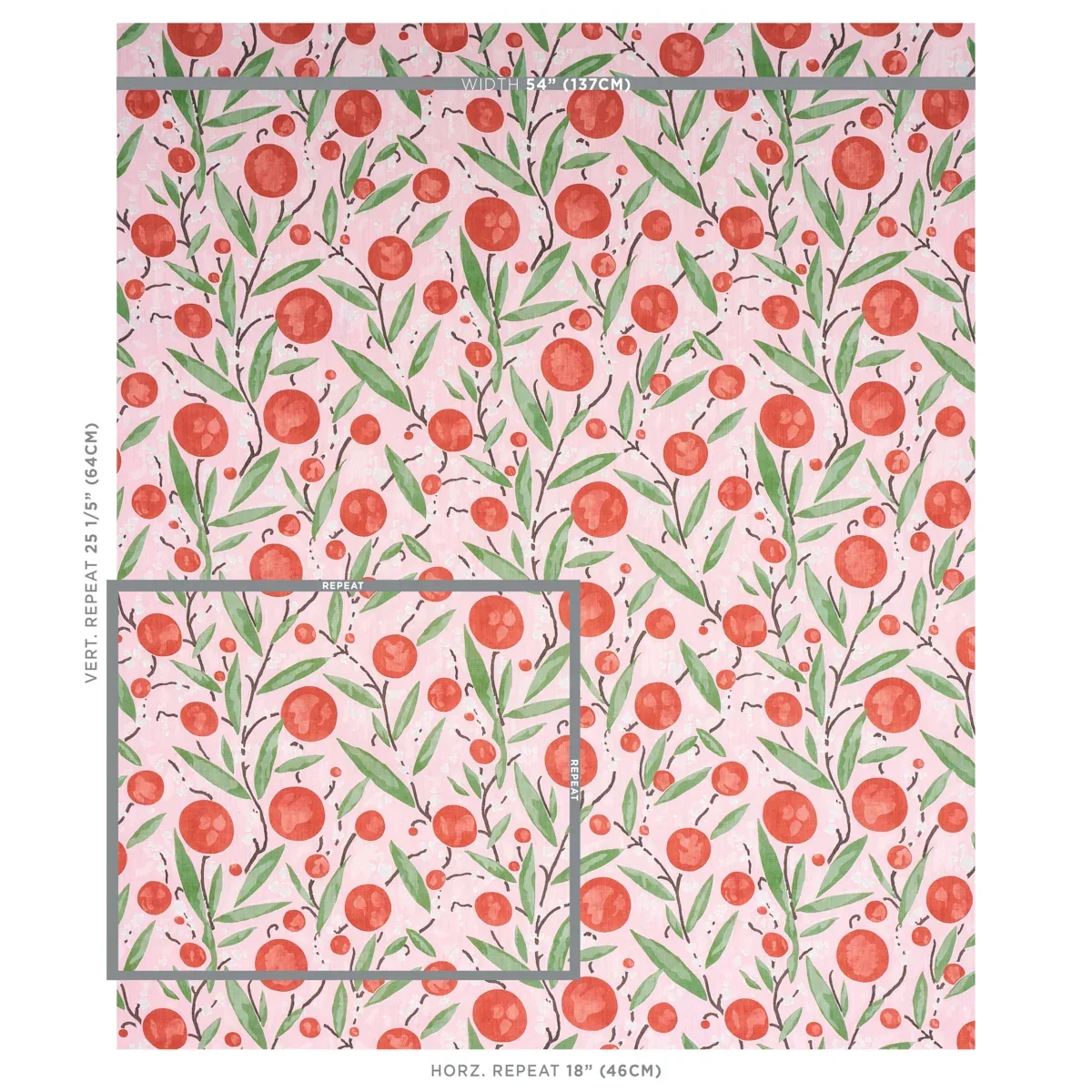 MIRABELLE fabric CHERRY AND BLUSH color by Schumacher