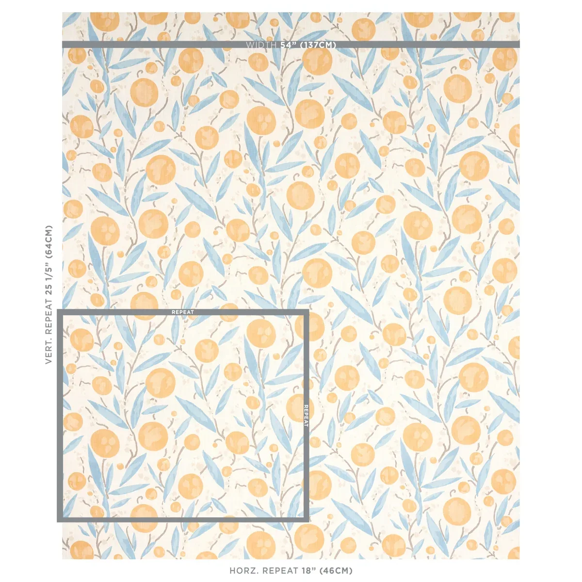 MIRABELLE fabric YELLOW AND SKY color by Schumacher