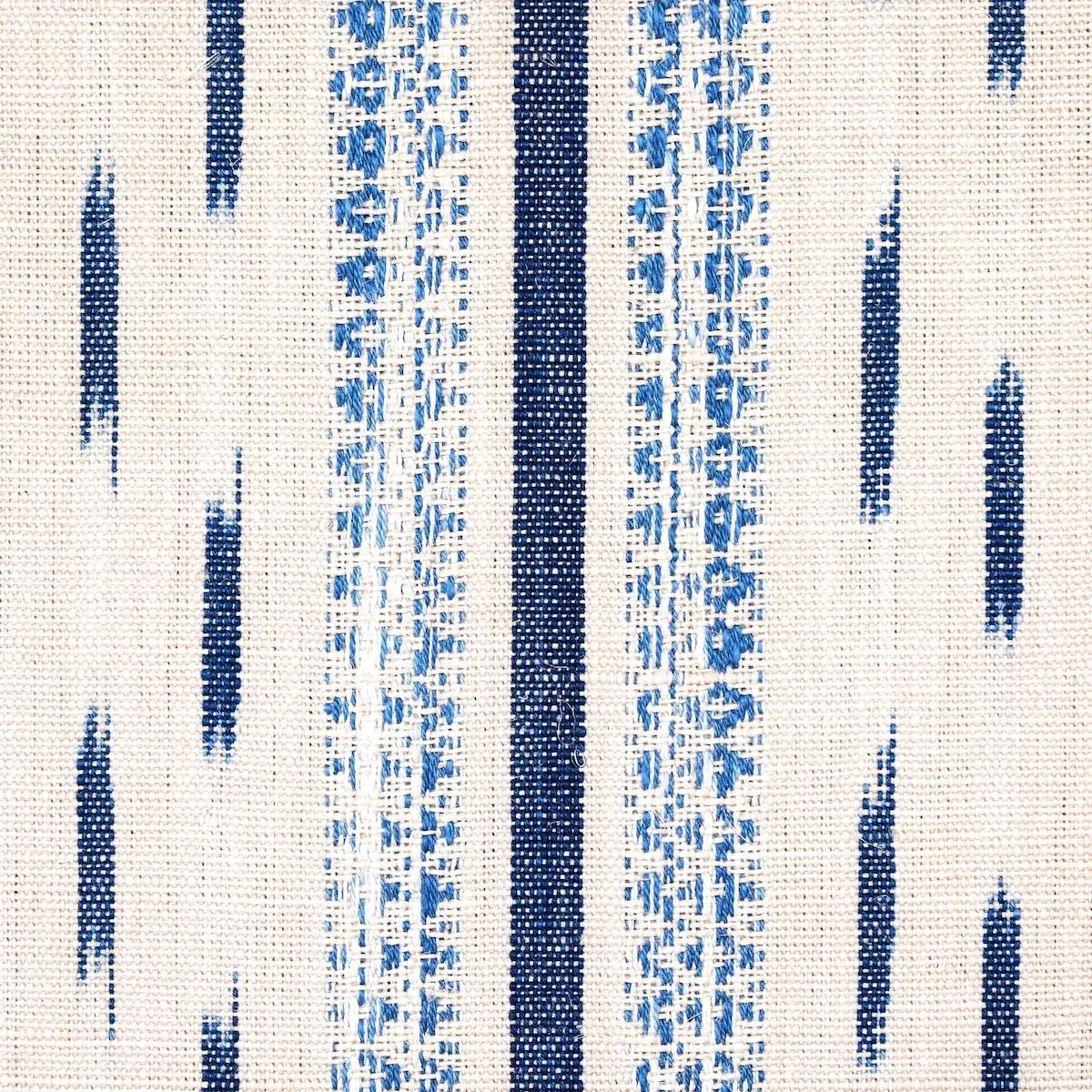 MIRZA IKAT STRIPE Fabric – BLUE ON NATURAL | Schumacher | Wa MIRZA IKAT STRIPE fabric BLUE ON NATURAL color by Schumacher