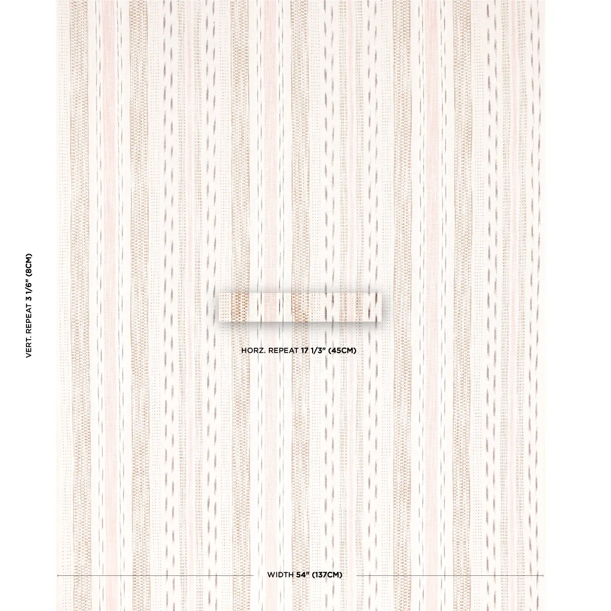 MIRZA IKAT STRIPE Fabric – BLUSH ON NATURAL | Schumacher | W MIRZA IKAT STRIPE fabric BLUSH ON NATURAL color by Schumacher