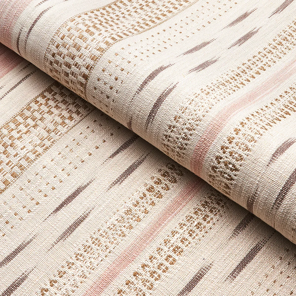 MIRZA IKAT STRIPE Fabric – BLUSH ON NATURAL | Schumacher | W MIRZA IKAT STRIPE fabric BLUSH ON NATURAL color by Schumacher