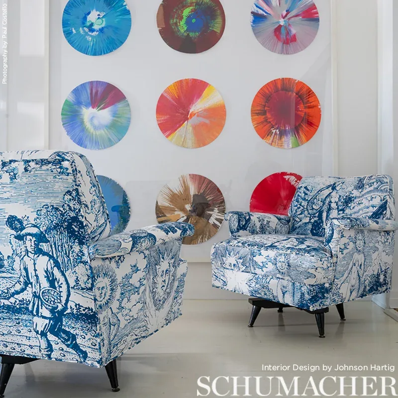 MODERN TOILE Fabric – INDIGO | Schumacher | Wallpaper Twins MODERN TOILE fabric INDIGO color by Schumacher