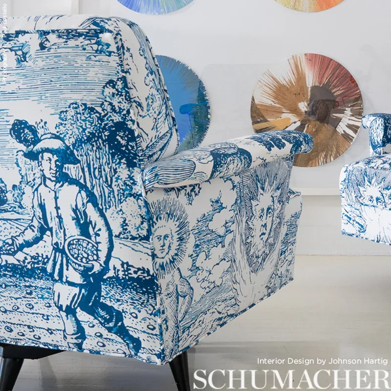 MODERN TOILE Fabric – INDIGO | Schumacher | Wallpaper Twins MODERN TOILE fabric INDIGO color by Schumacher