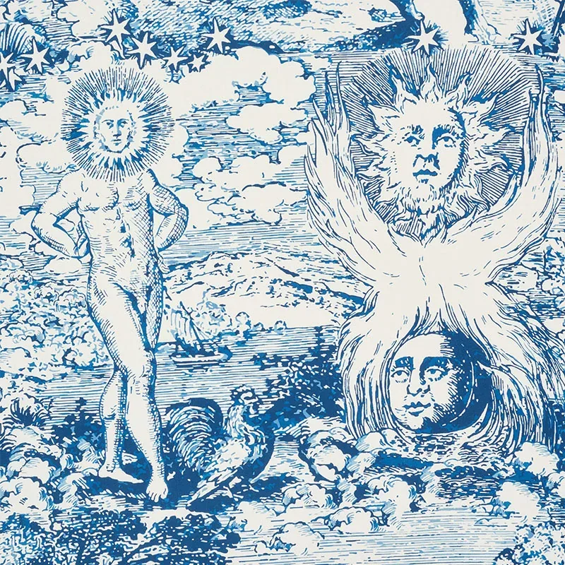 MODERN TOILE fabric INDIGO color by Schumacher