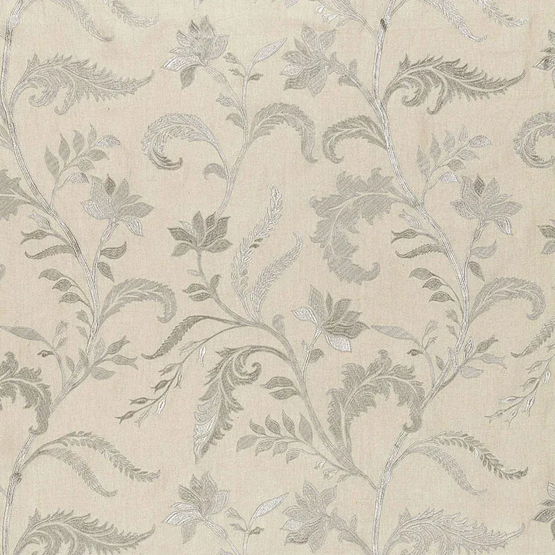 Monceau Linen Embroidery fabric ZINC color by Schumacher