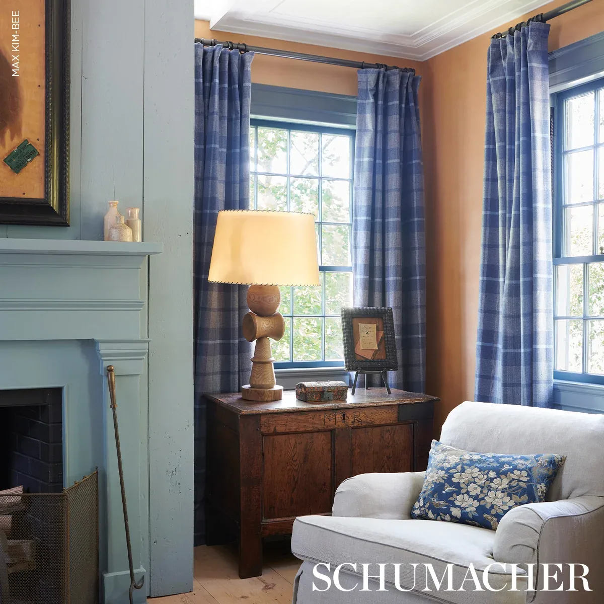 MONTANA WOOL PLAID Fabric – SLATE | Schumacher | Wallpaper T MONTANA WOOL PLAID fabric SLATE color by Schumacher