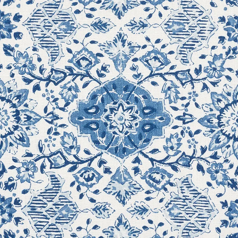 MONTECITO FLORAL fabric INDIGO color by Schumacher