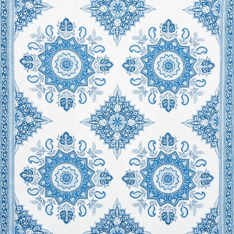 MONTECITO MEDALLION fabric INDIGO color by Schumacher