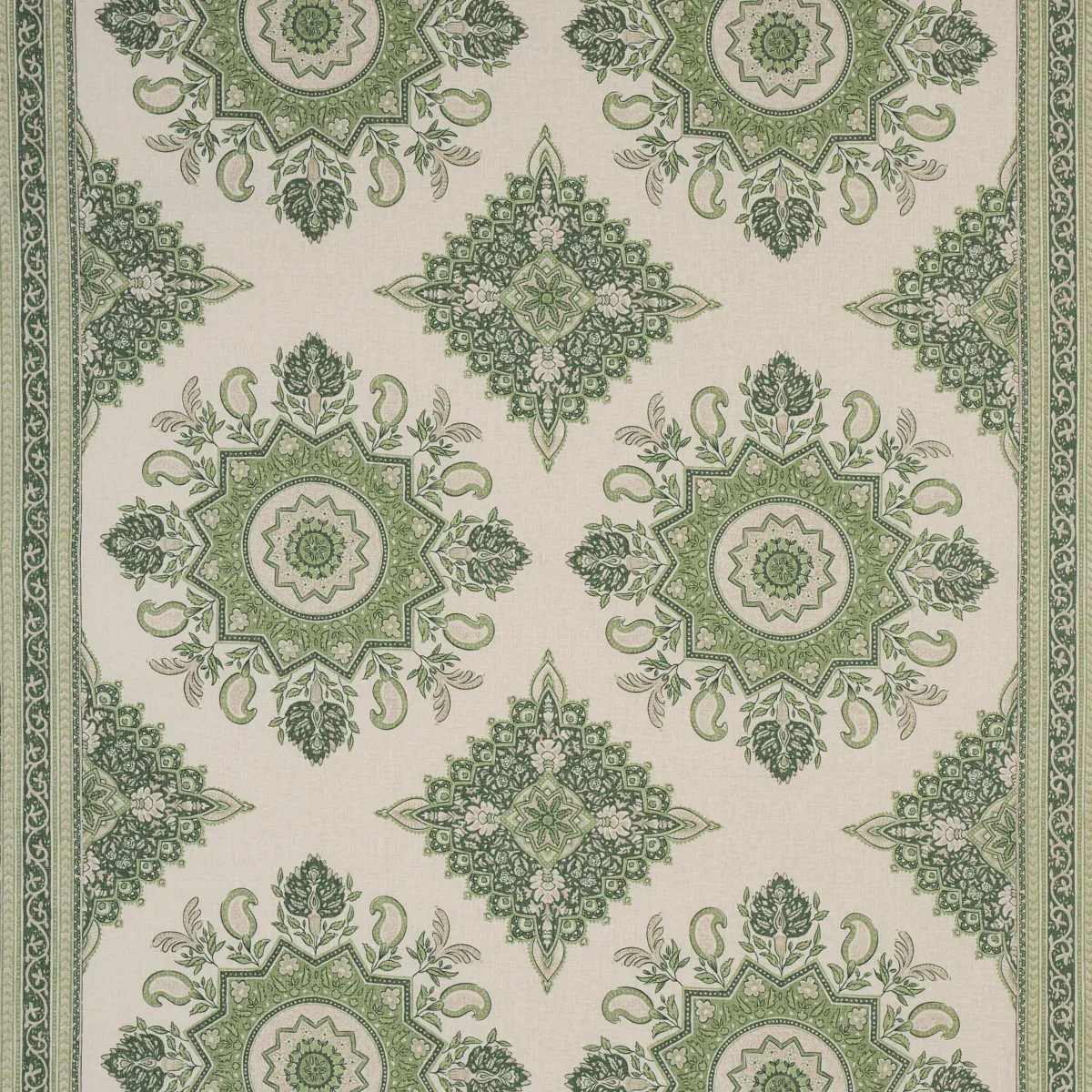 MONTECITO MEDALLION fabric LEAF GREEN color by Schumacher