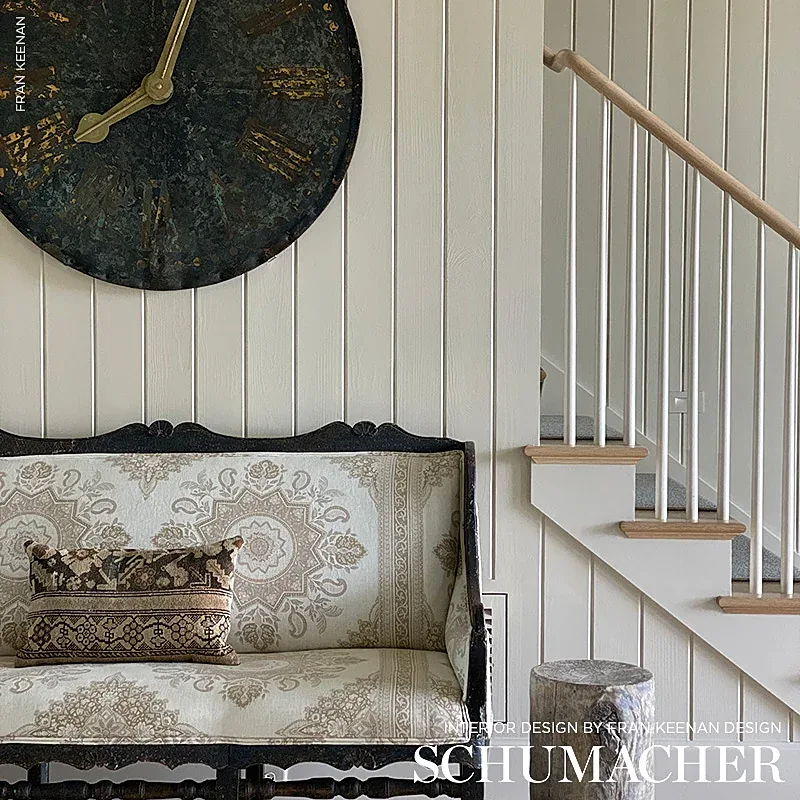 Montecito Medallion fabric NEUTRAL color by Schumacher