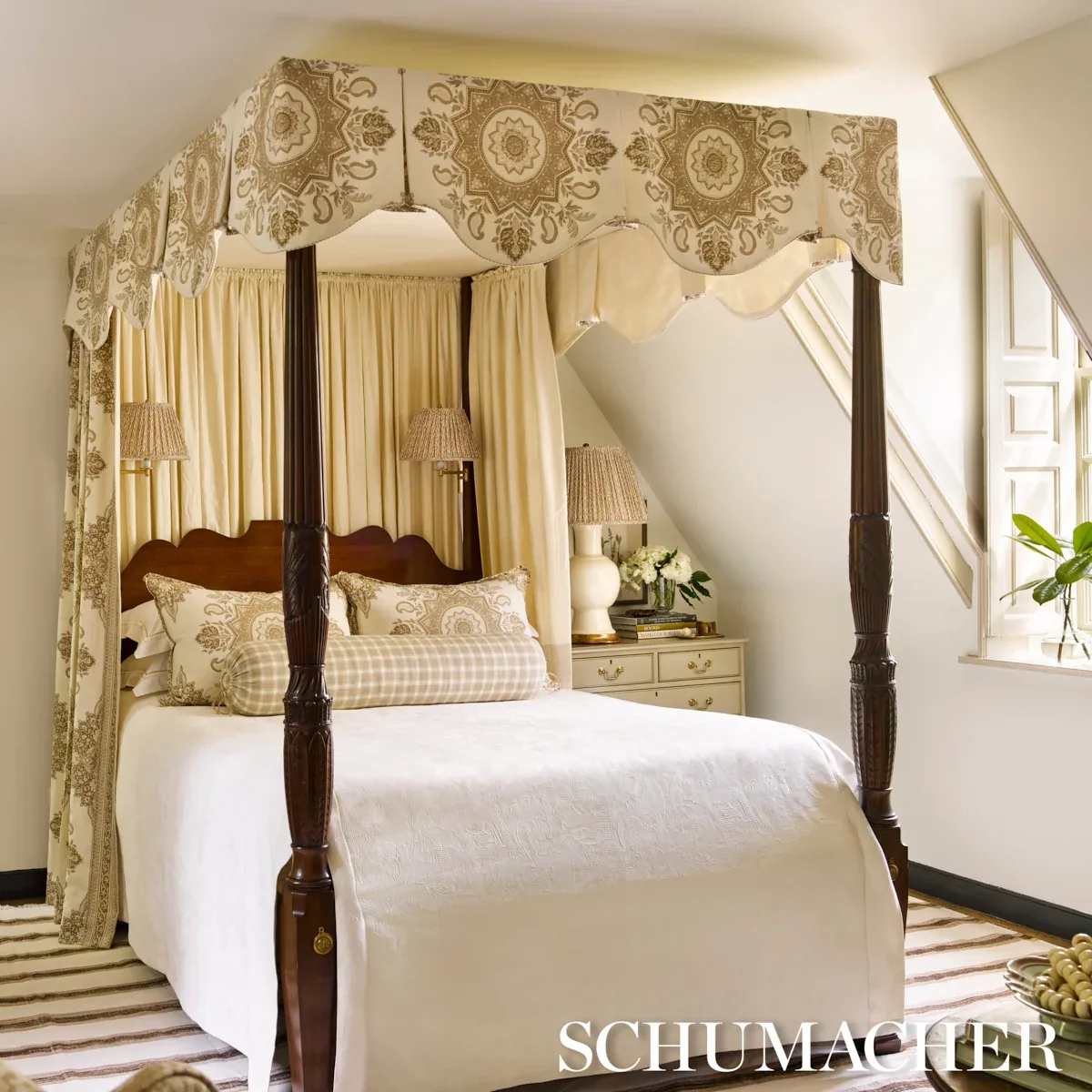 Montecito Medallion fabric NEUTRAL color by Schumacher