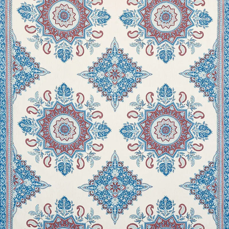 MONTECITO MEDALLION fabric RED color by Schumacher