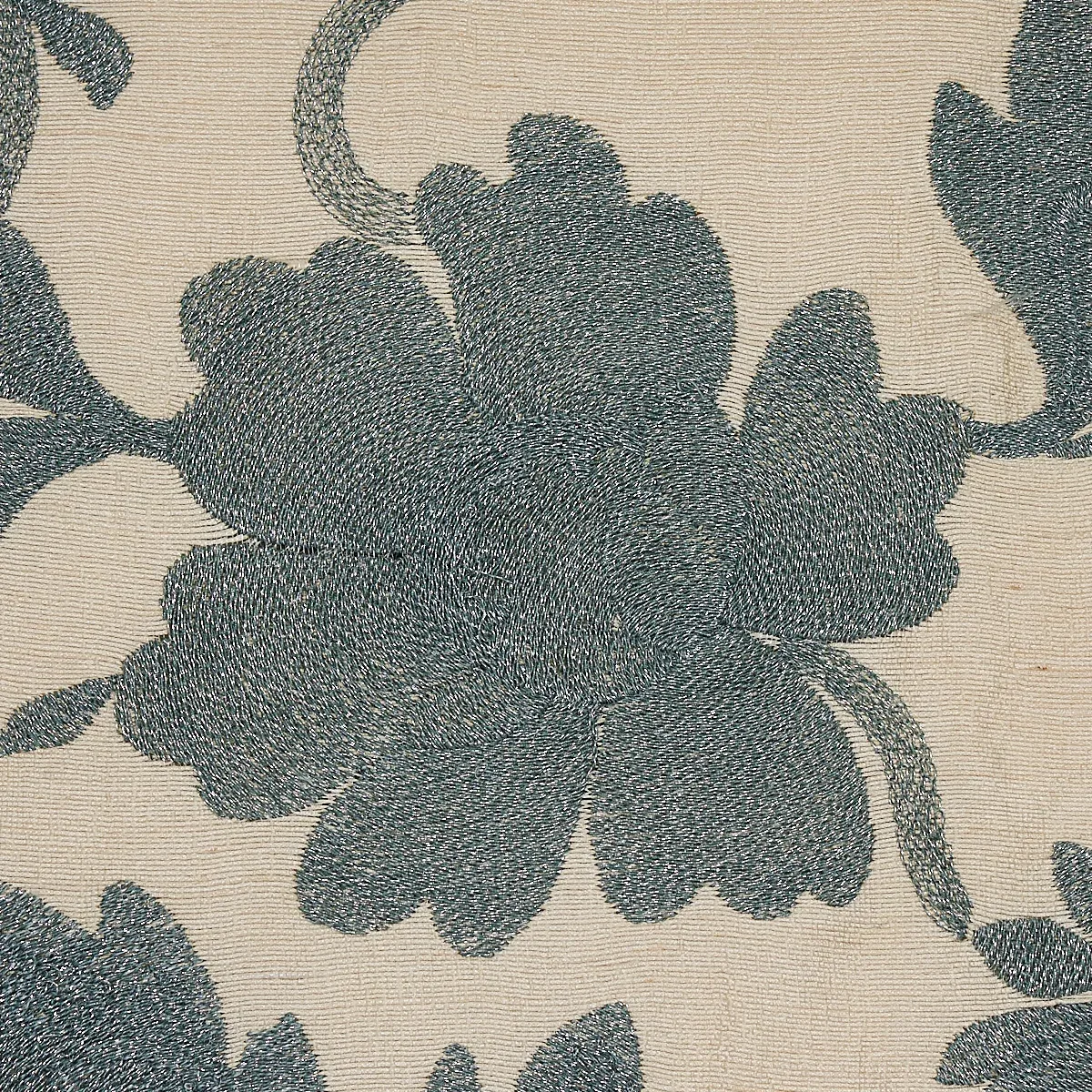 MOON GARDEN EMBROIDERY fabric BLUE color by Schumacher