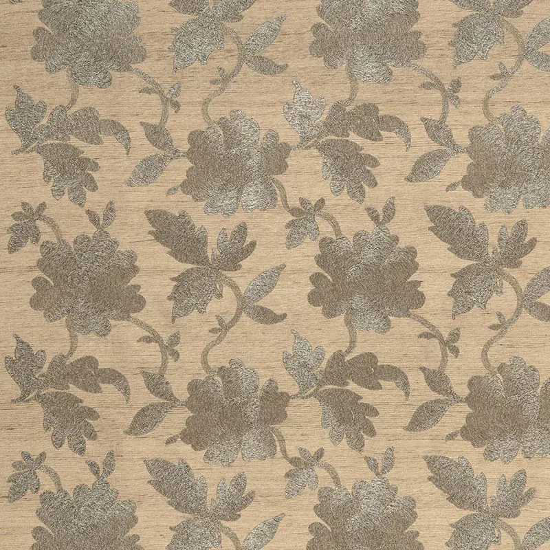 MOON GARDEN EMBROIDERY fabric PEWTER color by Schumacher