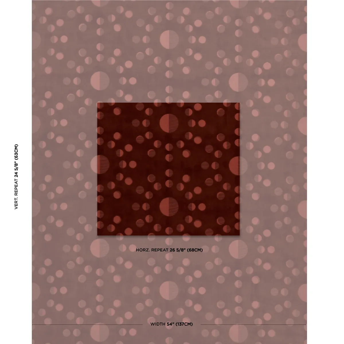 MOON PHASE VELVET fabric RED color by Schumacher