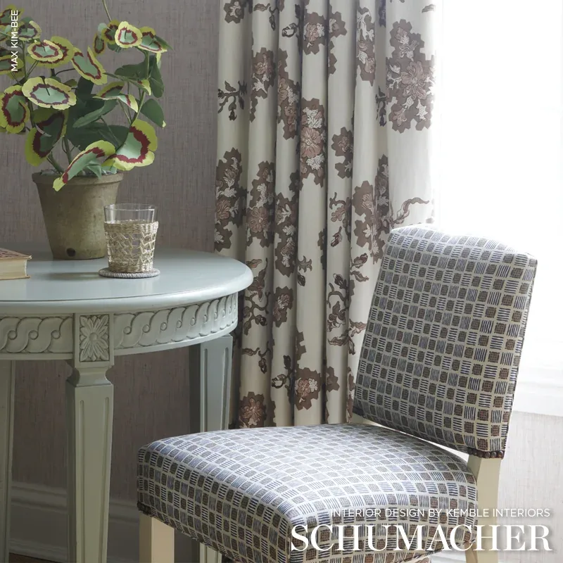 MOTTLEY GRID Fabric – WREN | Schumacher | Wallpaper Twins MOTTLEY GRID fabric WREN color by Schumacher