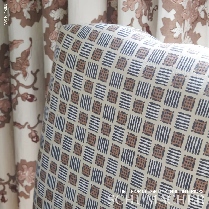 MOTTLEY GRID Fabric – WREN | Schumacher | Wallpaper Twins MOTTLEY GRID fabric WREN color by Schumacher