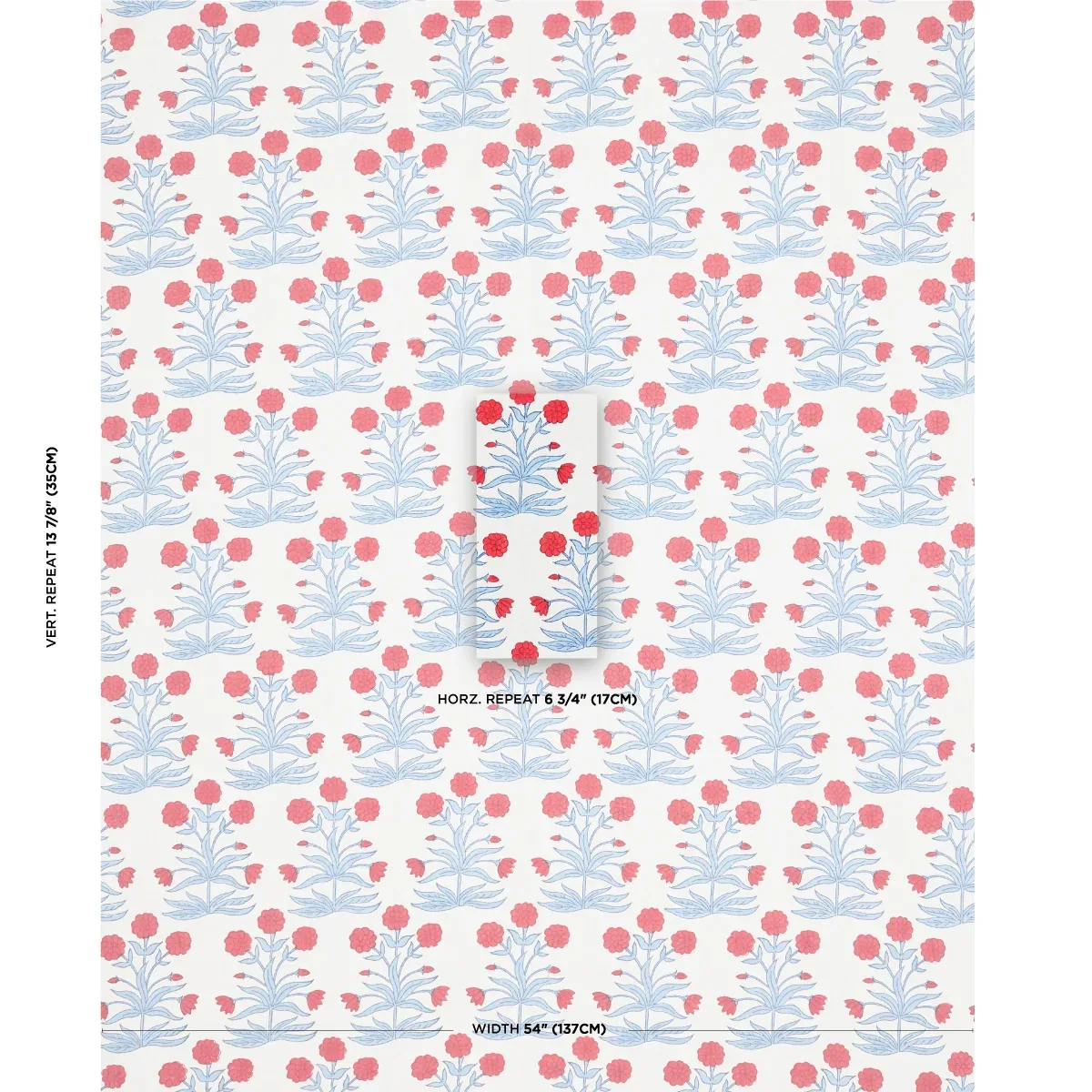 Mughal Hand Block Print Fabric – CRIMSON SKY | Schumacher | Mughal Hand Block Print fabric CRIMSON SKY color by Schumacher