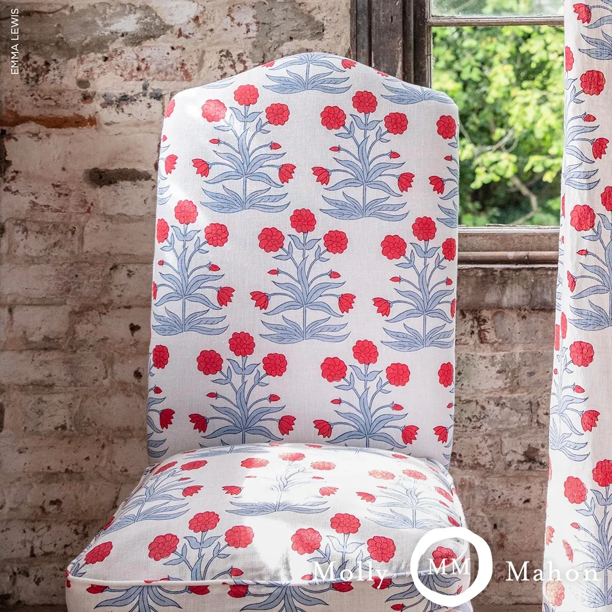 Mughal Hand Block Print Fabric – CRIMSON SKY | Schumacher | Mughal Hand Block Print fabric CRIMSON SKY color by Schumacher