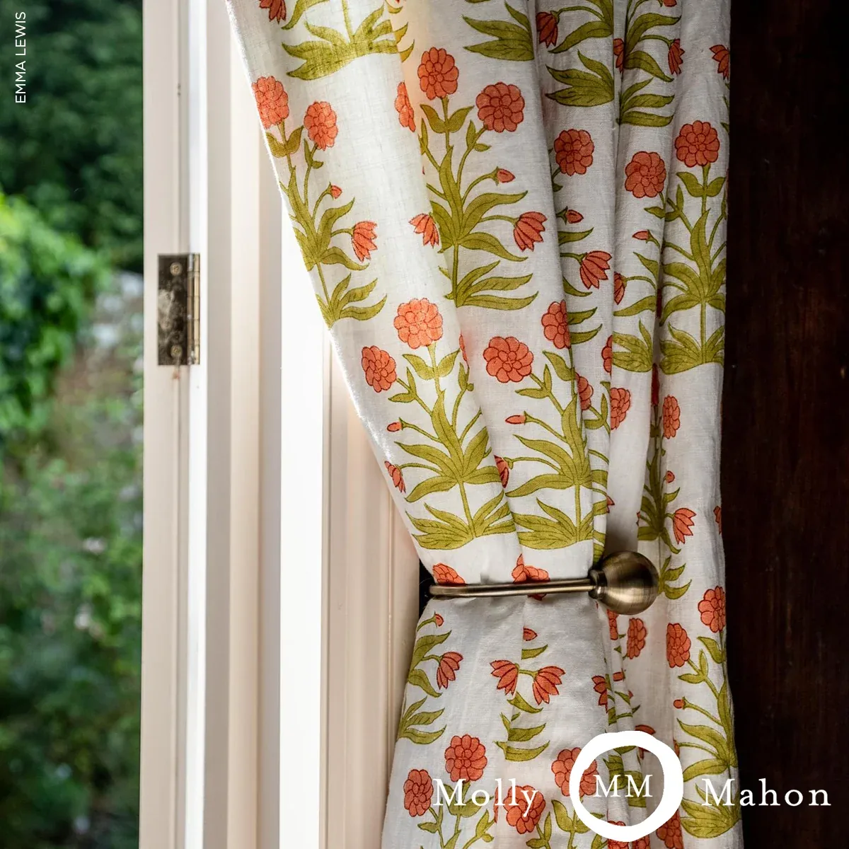 Mughal Hand Block Print Fabric – PEACH SAP GREEN | Schumache Mughal Hand Block Print fabric PEACH SAP GREEN color by Schumacher