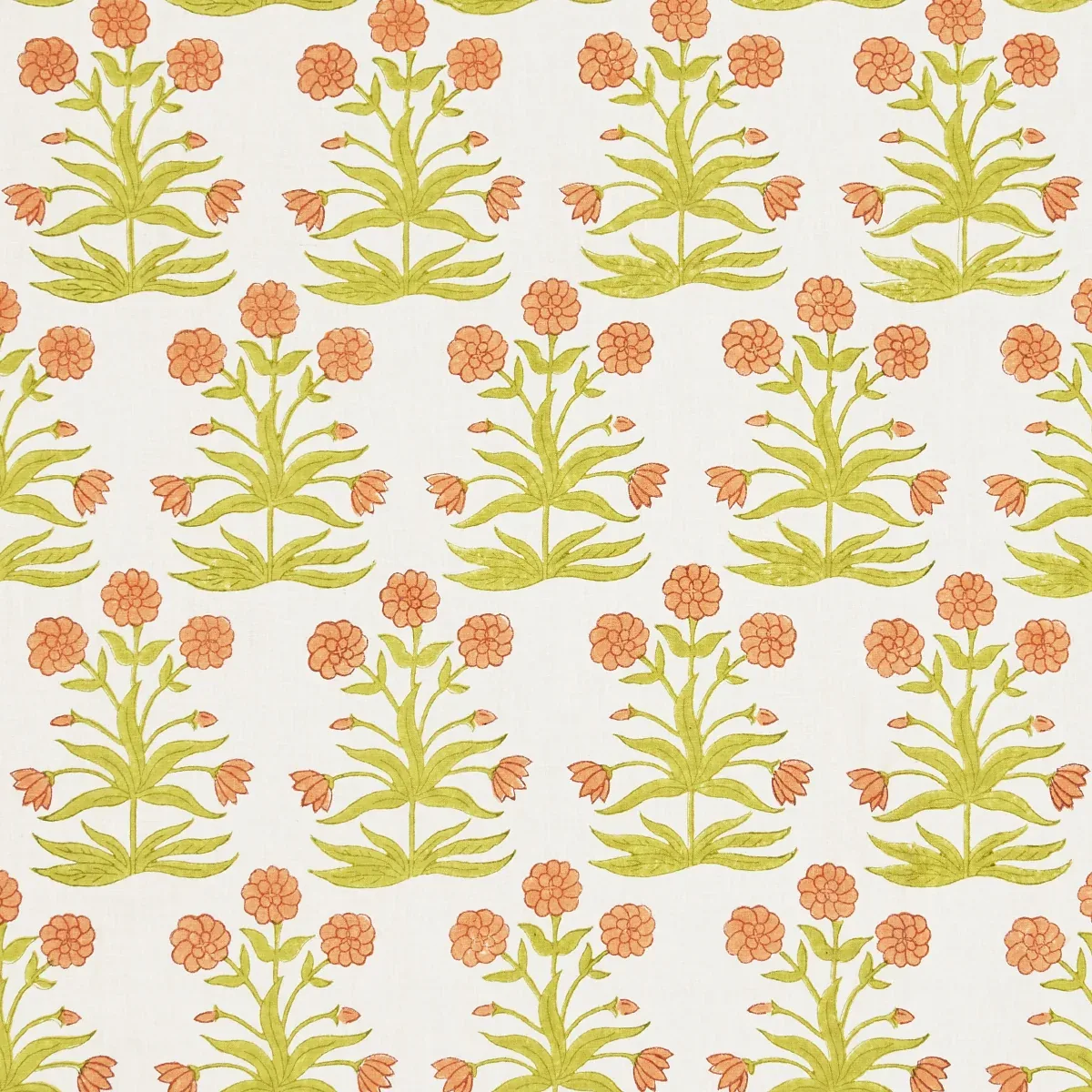 181783 | Mughal Hand Block Print – PEACH SAP GREEN